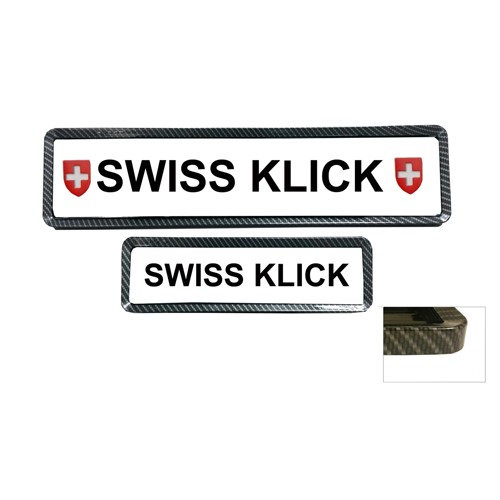 SwissKlick Nummernrahmen Carbon Look Langformat (Set für vorne und hinten)