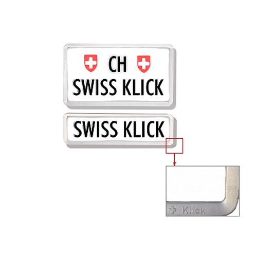 SwissKlick Nummernrahmen silber matt Hochformat (Set für vorne und hinten)