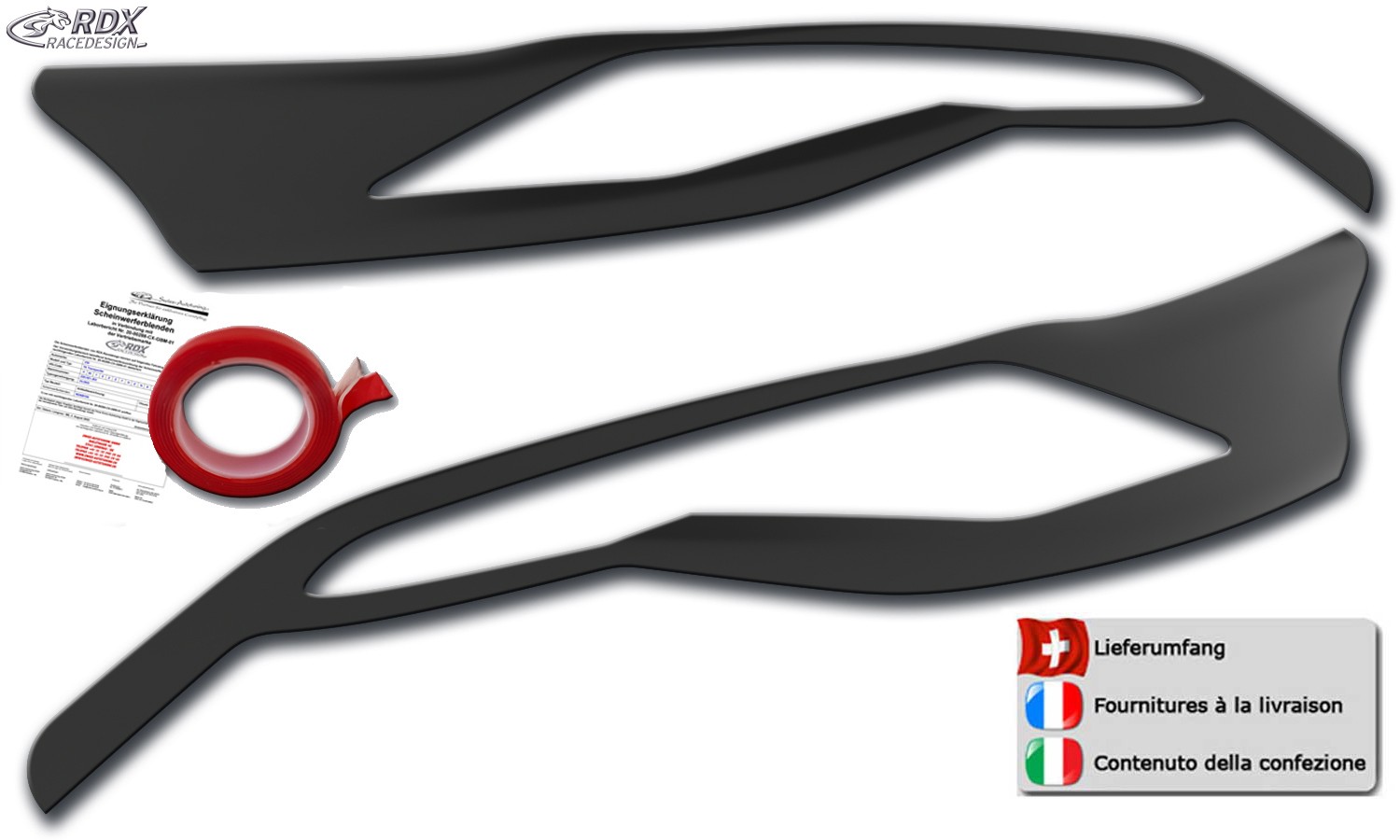 Scheinwerferblenden Ford Transit Custom & Ford Tourneo Custom (2012-2018) (mit CH-Eignungserklärung) (PU-ABS)