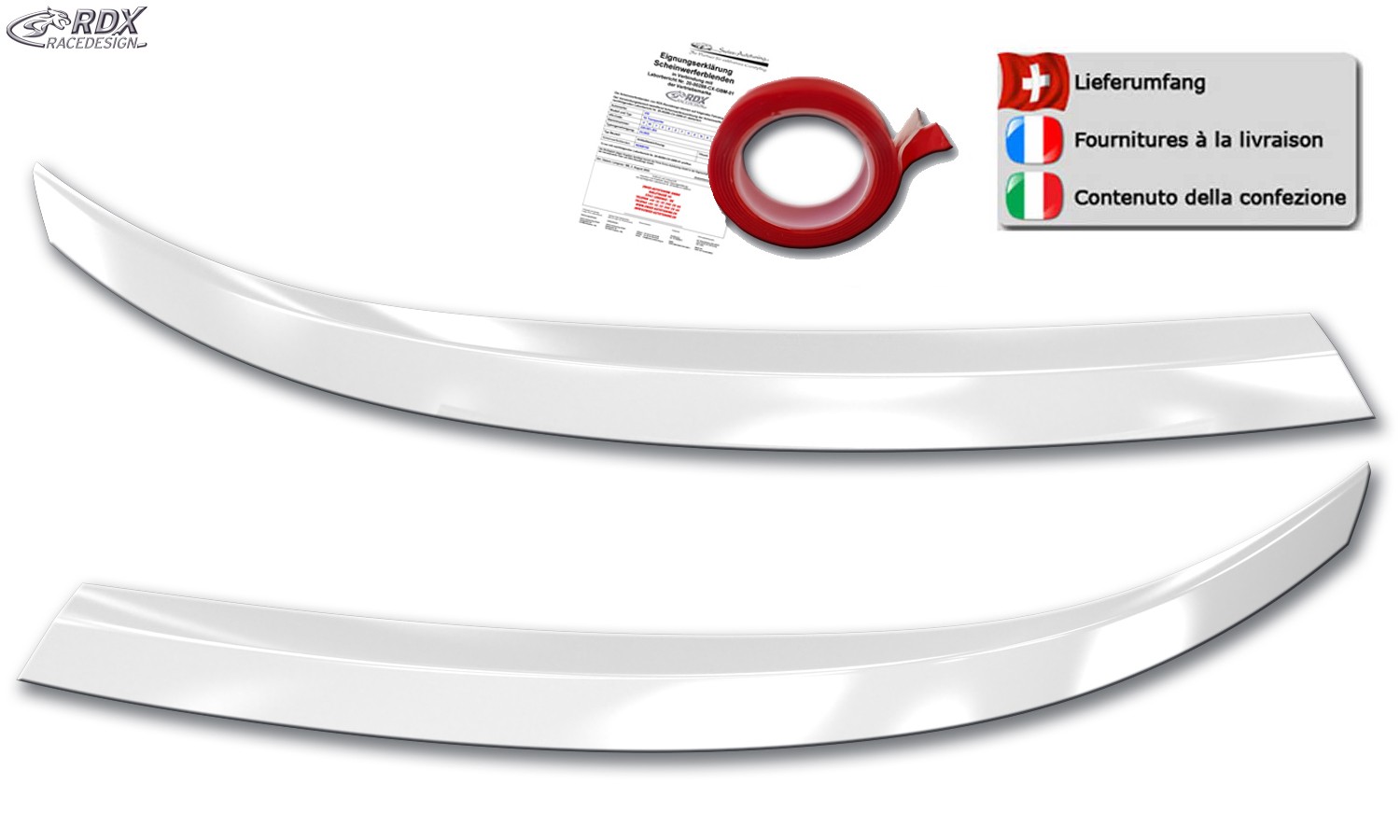 Scheinwerferblenden VW T6.1 (ab 2019) (weiss glänzend) (mit CH-Eignungserklärung) (PU-ABS)